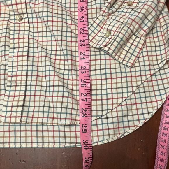 Ralph Lauren Classic Fit L Button Down Shirt Tan Multicolor Red Blue Large Plaid - Picture 8 of 9